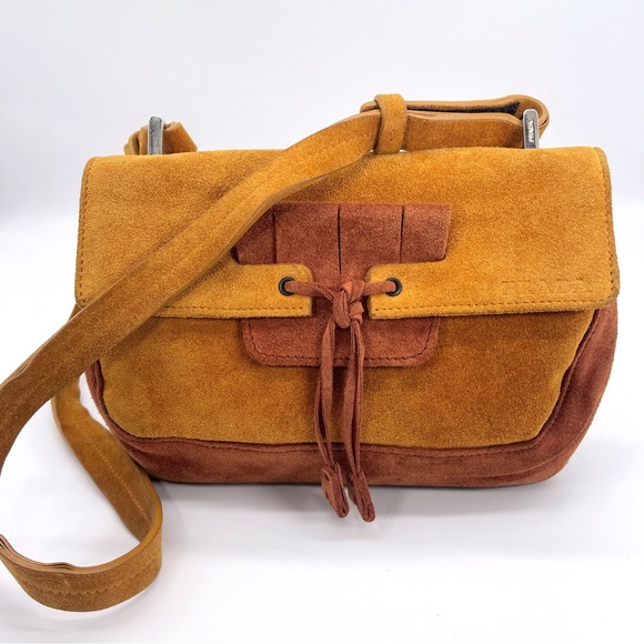 Prada Authentic Vintage 90’s Rare Two Tone Brown Shoulder Bag Suede NWT - Picture 4 of 16
